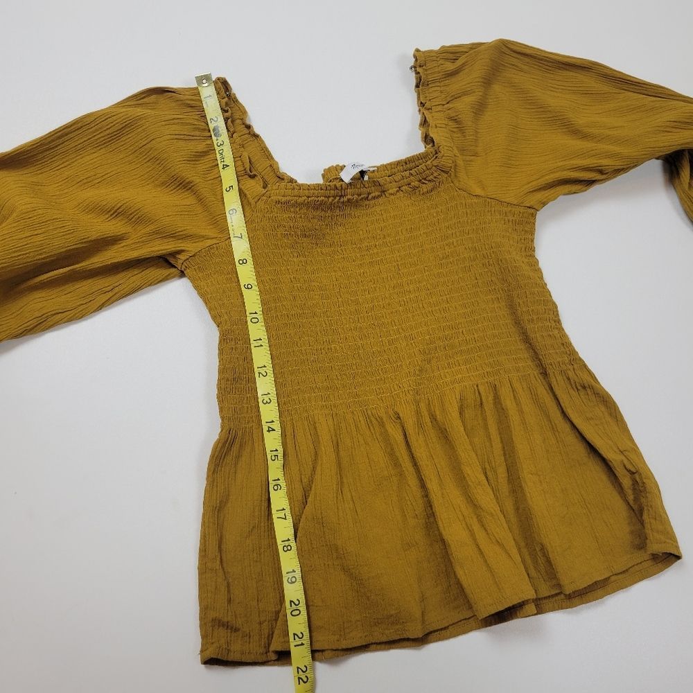 Madewell Lucie Smocked Peplum Top Burnt Orange Size 2 - Picture 3 of 9